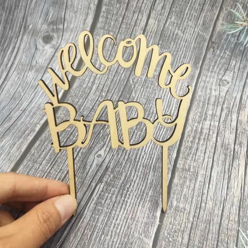 

Wood Cake Topper Welcome Baby Baby Shower Cake Decoration