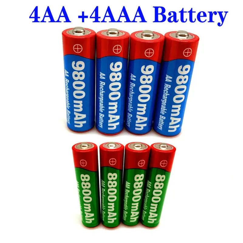 

2023 New 1.5V AA 9800 mAh+1.5V AAA 8800 mAh Alkaline1.5V Rechargeable Battery For Clock Toys Camera Battery