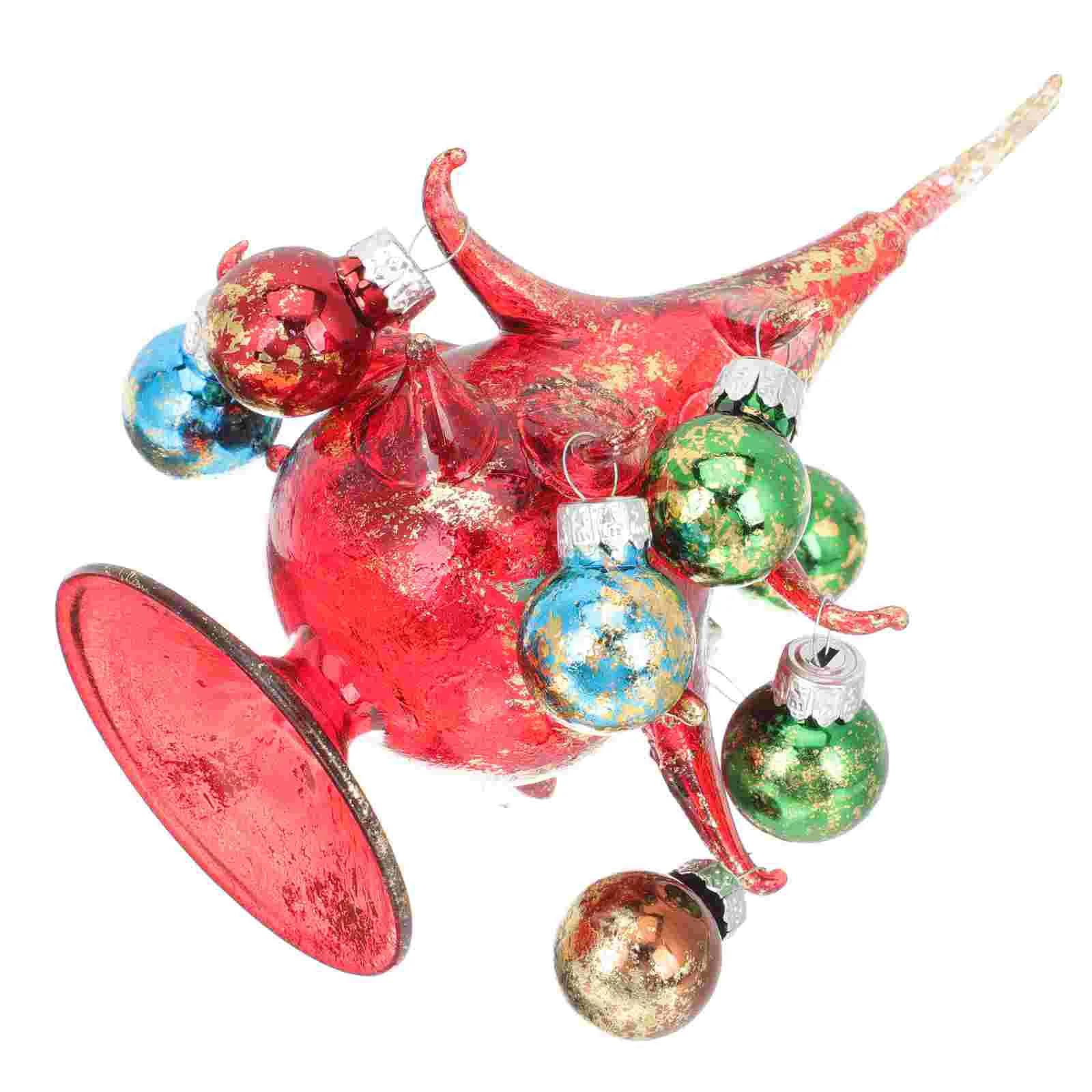 

Tree Christmas Ornament Tabletop Miniaturesmall Figurines Glass Decor Figurine Table Desk Craft Bell Artificial Decoration Mini