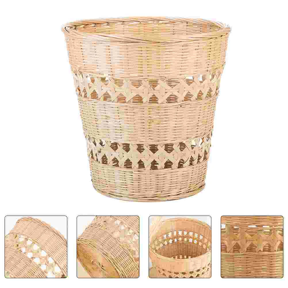 

Basket Trash Can Woven Waste Wicker Garbage Rattan Bin Storage Baskets Seagrass Paper Kitchen Bathroom Laundry Wastebasket