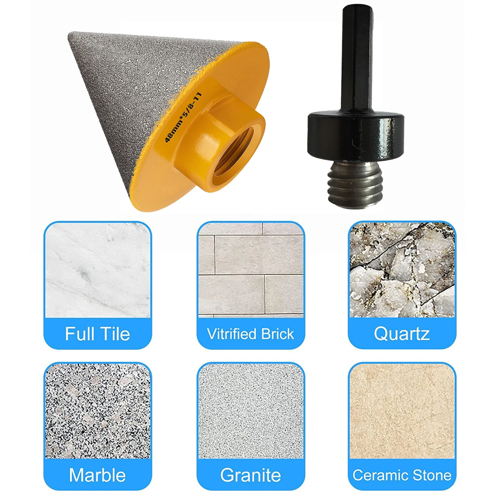 

Thread Adapter Chamfer Bit Manufacturing Chamfer Bit Dia. 1-7/8\\\" (48mm) Diamond Beveling Marble With 5/8-11in