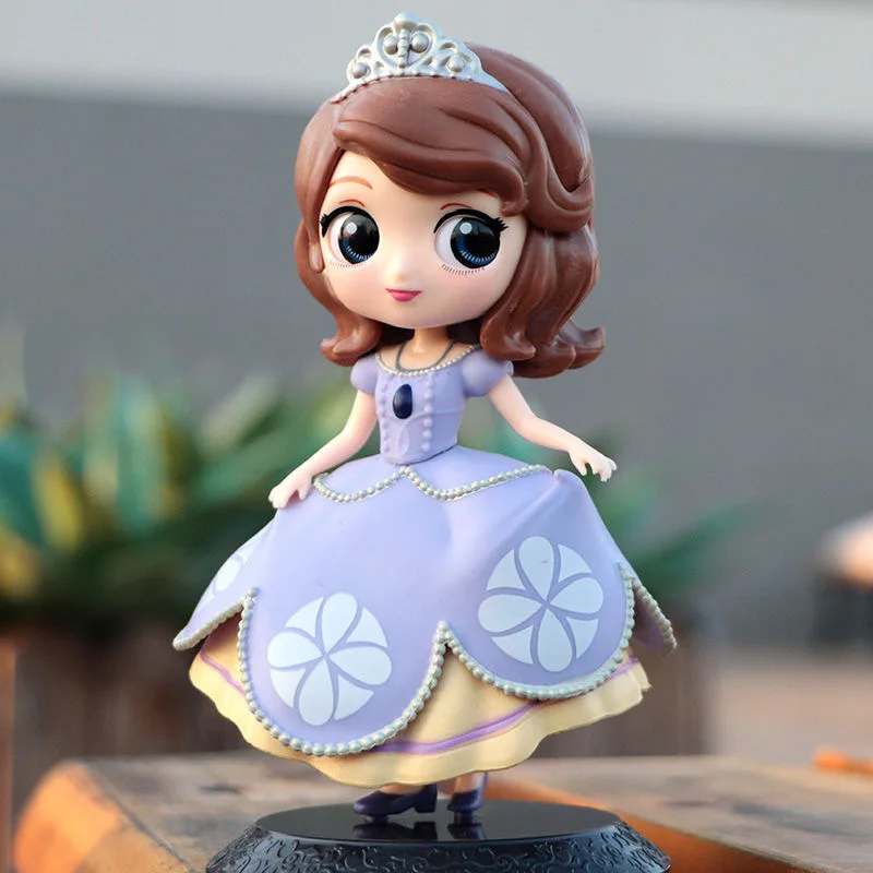 14cm Q Posket Sofia Princess Rapunzel Jasmine Cinderella Ariel Mulan PVC Figure Model Toys Cake Model Dolls Gift