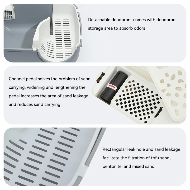 Лоток для кошачьего туалета с длинным каналом полностью закрытый Большой от