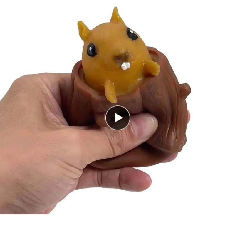 

Squeeze Rubber Squirrel Cup Children's Toy Evil Decompression Tree Stump Oak Cute Miniature Telescopic Pen Holder Game Gift