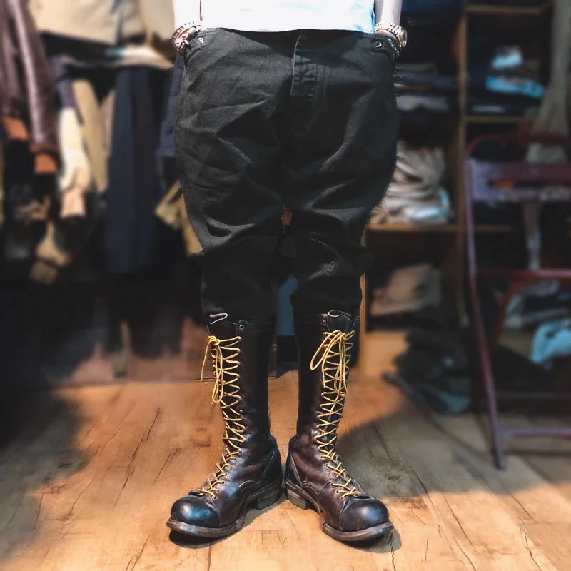 Не в наличии Прочные бриджи Байкерские брюки винтажном стиле Мужские