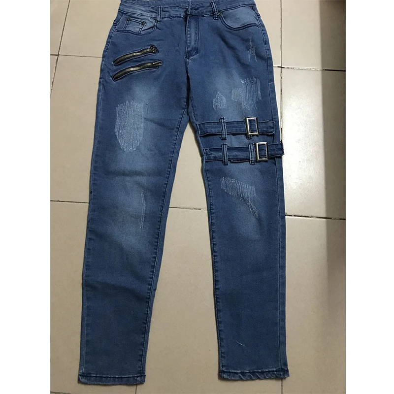 Y2k Streetwear Jean Homme Ripped Jeans Black Street Wear Skinny Men Blue Slim Fit Jeans Spring Moto & Biker Casual Denim Pants