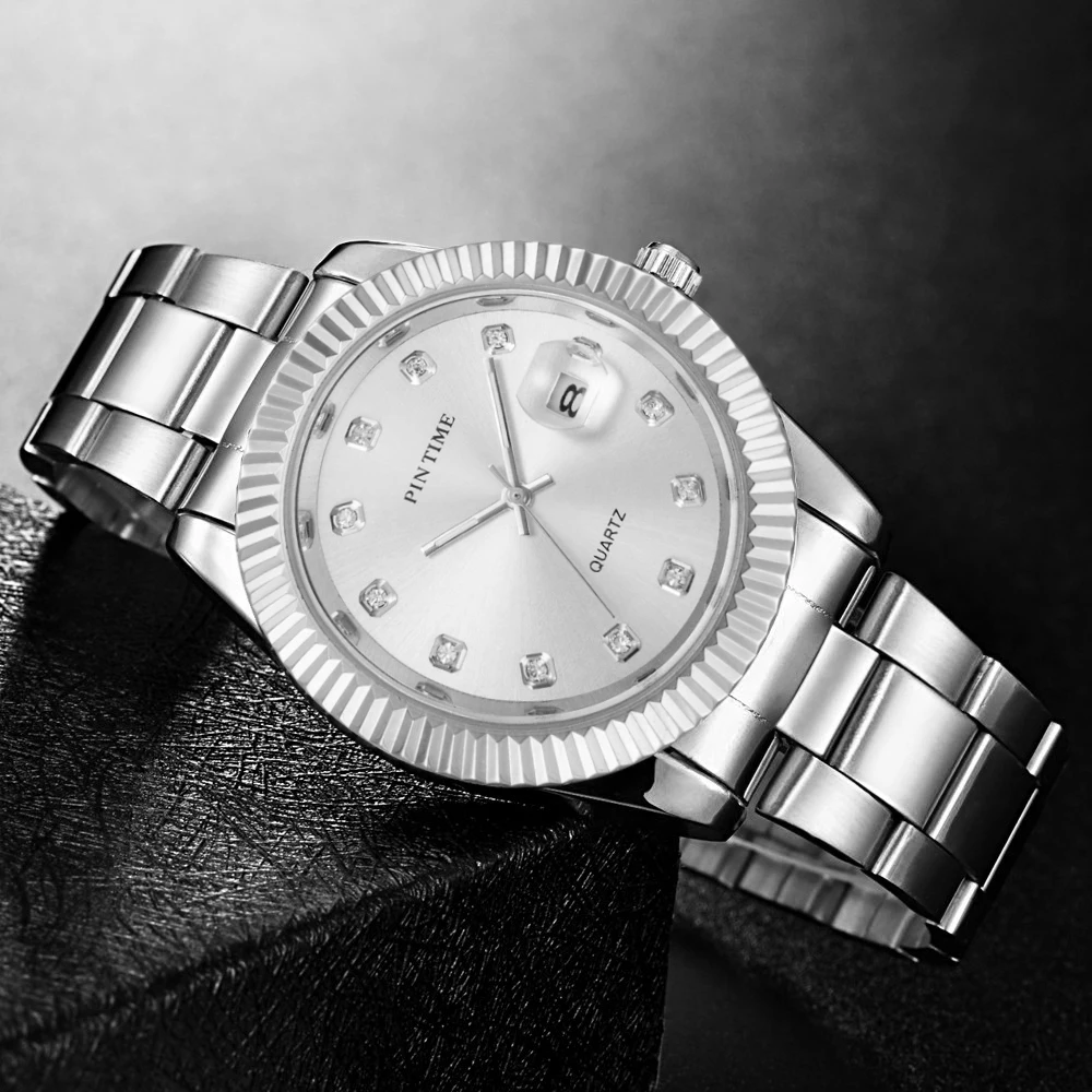 Classic Mens Retro Silver Watches Date Waterproof Male Casual Quartz Wristwatch Stainess Steel Business Man Watch Hour relogio