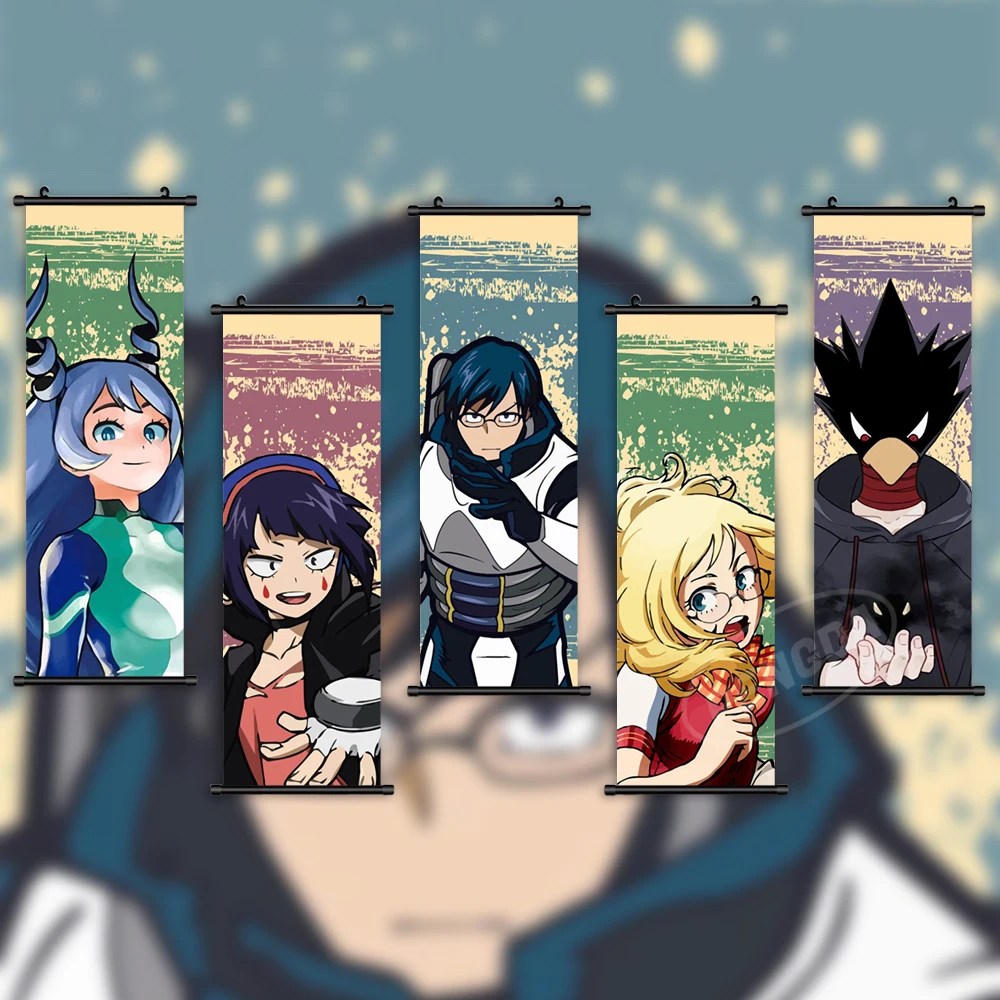 

Canvas My Hero Academia Print Wall Art Anime Home Decor Tokoyami Fumikage Hanging Painting Jiro Kyoka Scroll Picture Living Room