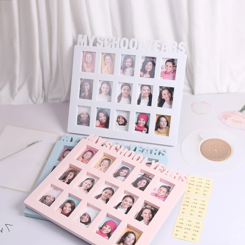 School Years Photo Moment Student Keepsake Frame Children Campus Grade Record 15 Pictures Display Collage Frame Kids Memory