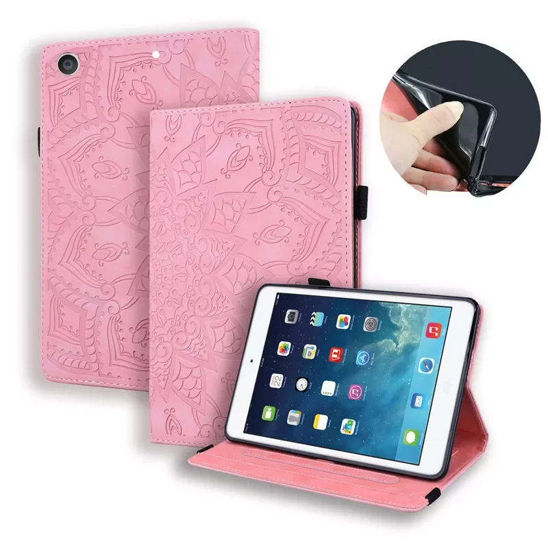 for iPad 10 2 inch Embossed PU Leather Wallet Tablet Funda for iPad 10.2 Case 2021 2020 Cover For iPad 9 8 7 8th 9th Gen.