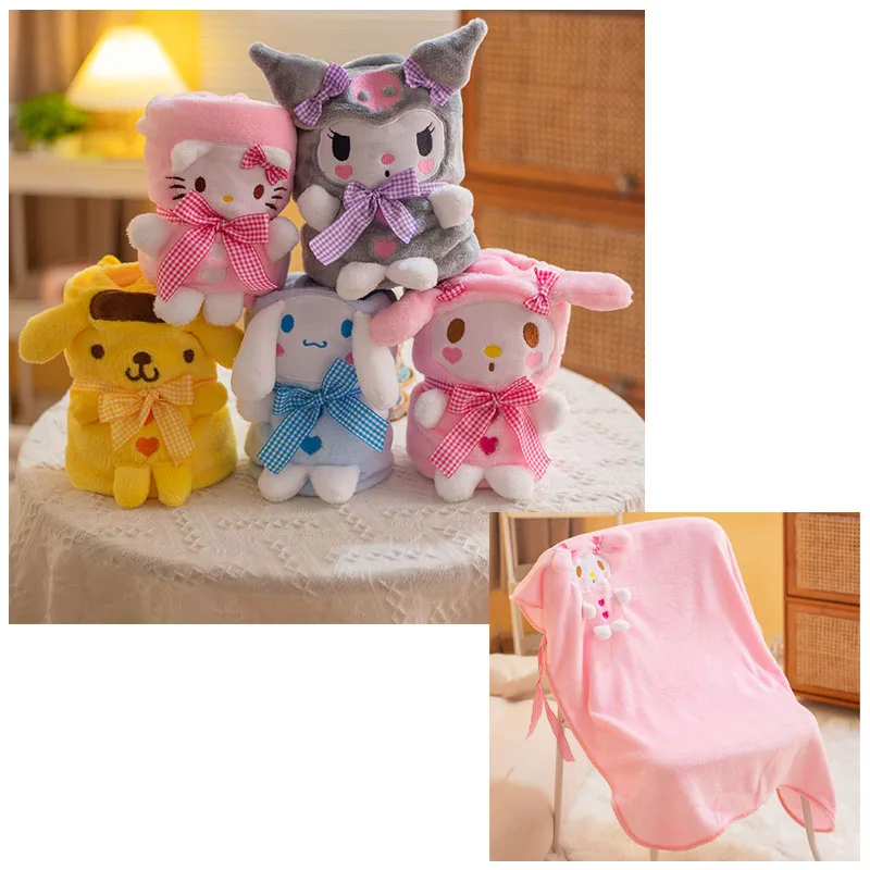 

Sanrioed мультяшный милый My Melody Purin Dog Kuromi Kt Cat Cinnamoroll аниме Kawaii портативный офисный спальный Кондиционер Одеяла