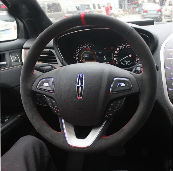 

High quality hand sew suede Car Steering Wheel Cover For Lincoln MKC MKX MKZ Car Interior