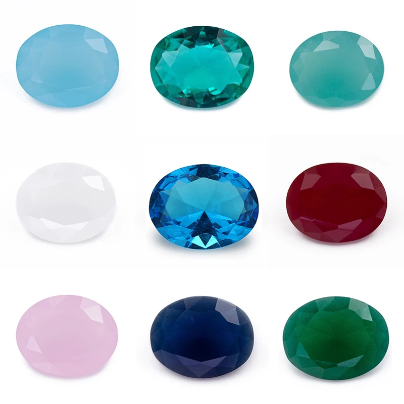 

100pcs 2x3-13x18mm Oval Shape Loose Glass Stone Blue Pink Rose Red Green Light SeaBlue Black White Violet Color