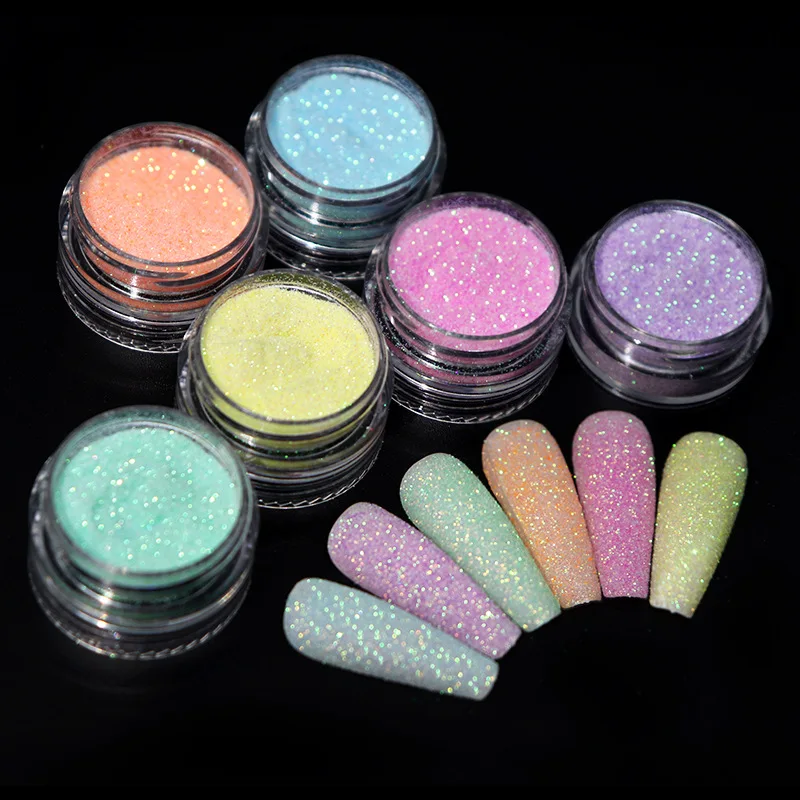 

6Pcs/Set Candy Sweater Effect Nail Glitter Sparkly Sugar Dust Powder Pigment Snow Sugar Nail Dust Kis Decorations
