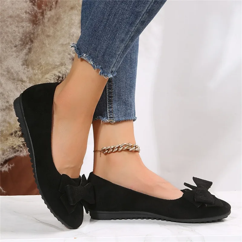 

New Big Size Bow Women's Flats Shallow Mouth Round Toe Flat Shoes for Women Spring Summer Autumn Casual Women's Single Shoes