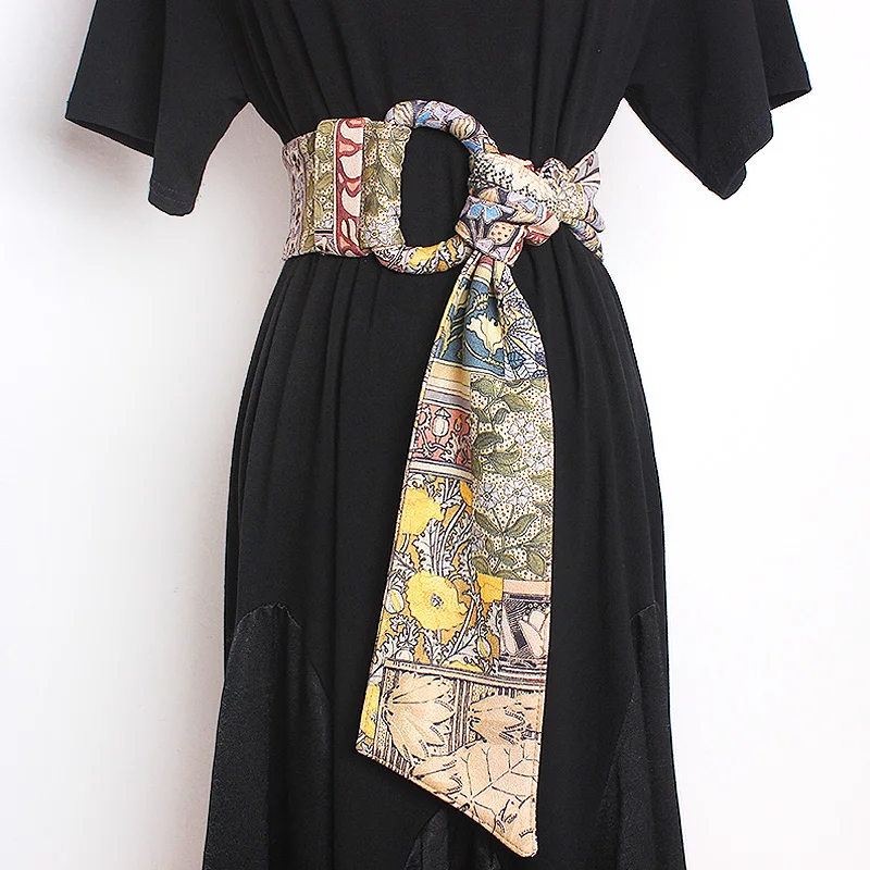 

Женское винтажное платье-пальто, широкий пояс из плотной фланелевой ткани с узелком, с принтом, 2023