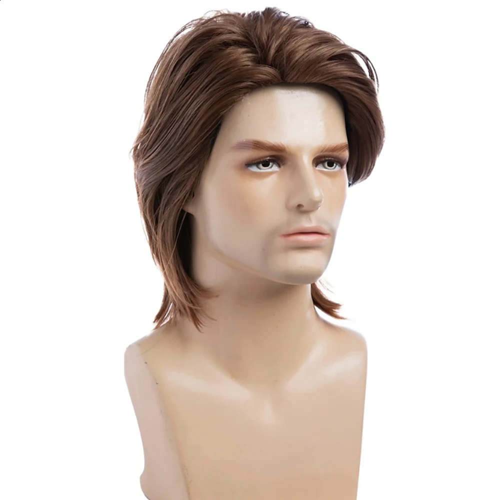 Парик HAIRJOY мужской коричневый Короткие прямые синтетические волосы костюм для