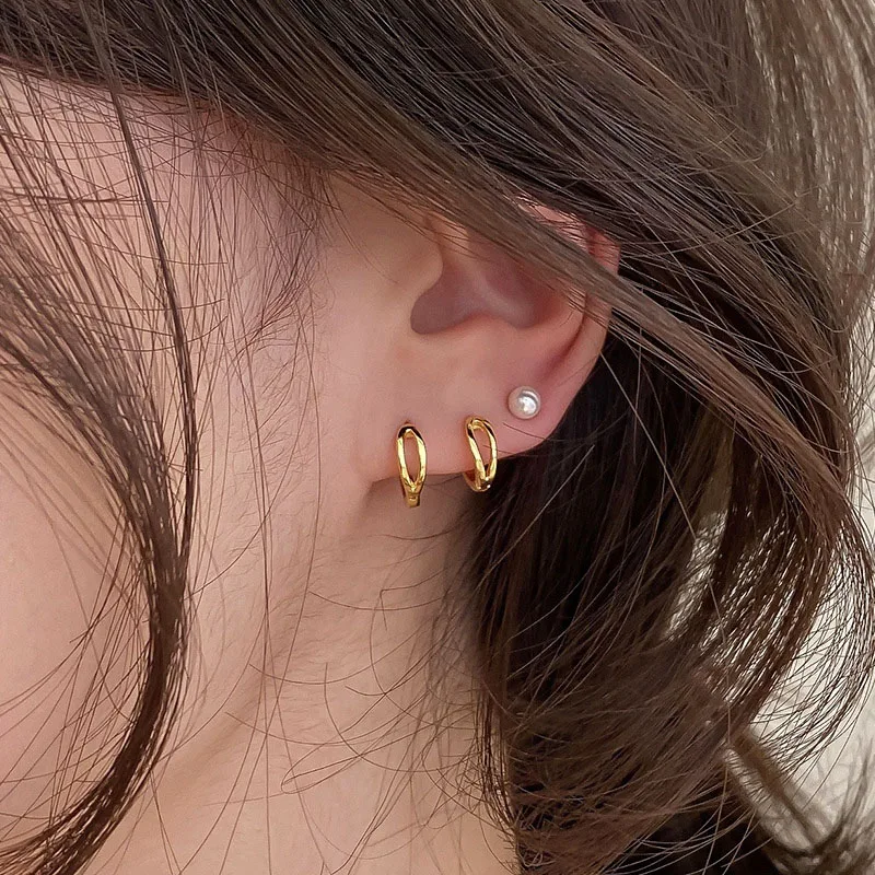 

Vintage Mini Hoop Shaped Small Round Gold Earrings For Women Japanese Korean Style Fashion Ear Jewelry Gift