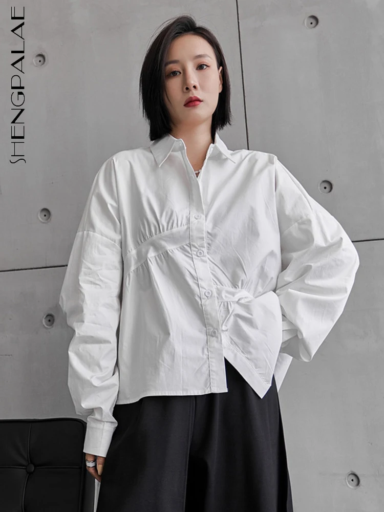 

SHENGPAIAE, однотонная однобортная рубашка с отложным воротником и длинными рукавами для женщин, осень 2022, Новая женская элегантная блузка 5Q621