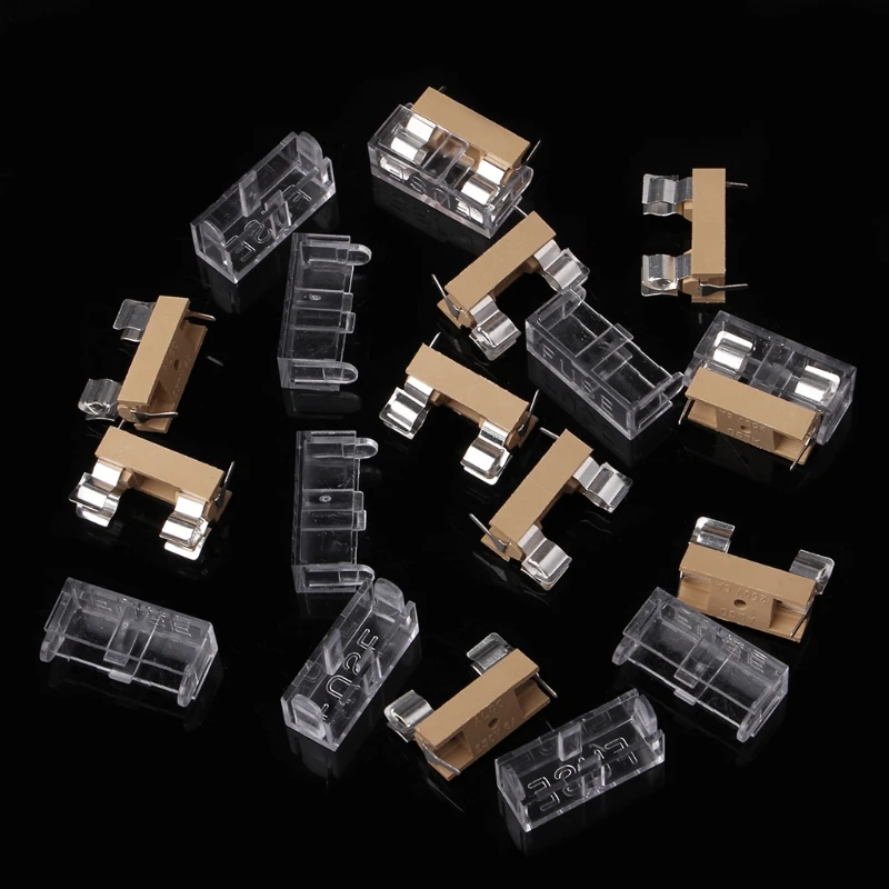 

10 Pcs Glass Fuse Holder with Transparent Cover Fuse Blocks 5X20mm