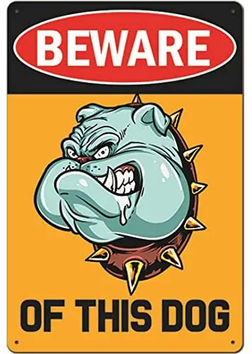 

Original Retro Design Beware of This Dog Tin Metal Signs Wall Art | Thick Tinplate Print Poster Wall Decoration for Yards