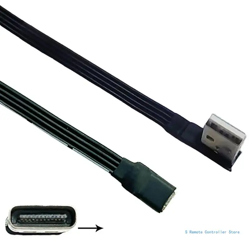 Гибкий плоский силиконовый кабель типа C мама к USB-кабелю папа с изгибом 90