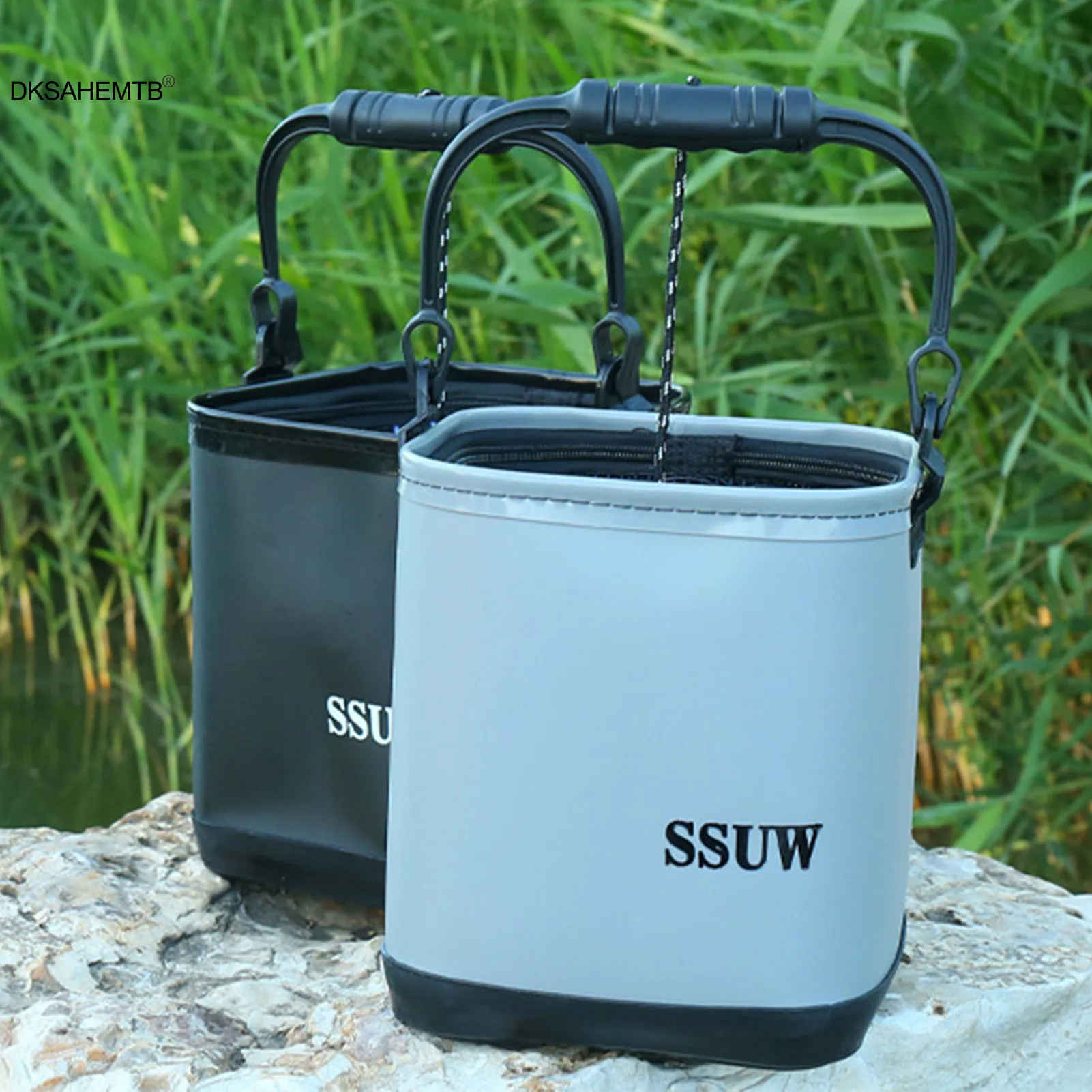 

Collapsible Fishing Bucket Camping Water Containers EVA Water Pail with Rope for Boating Gardening Car Washing