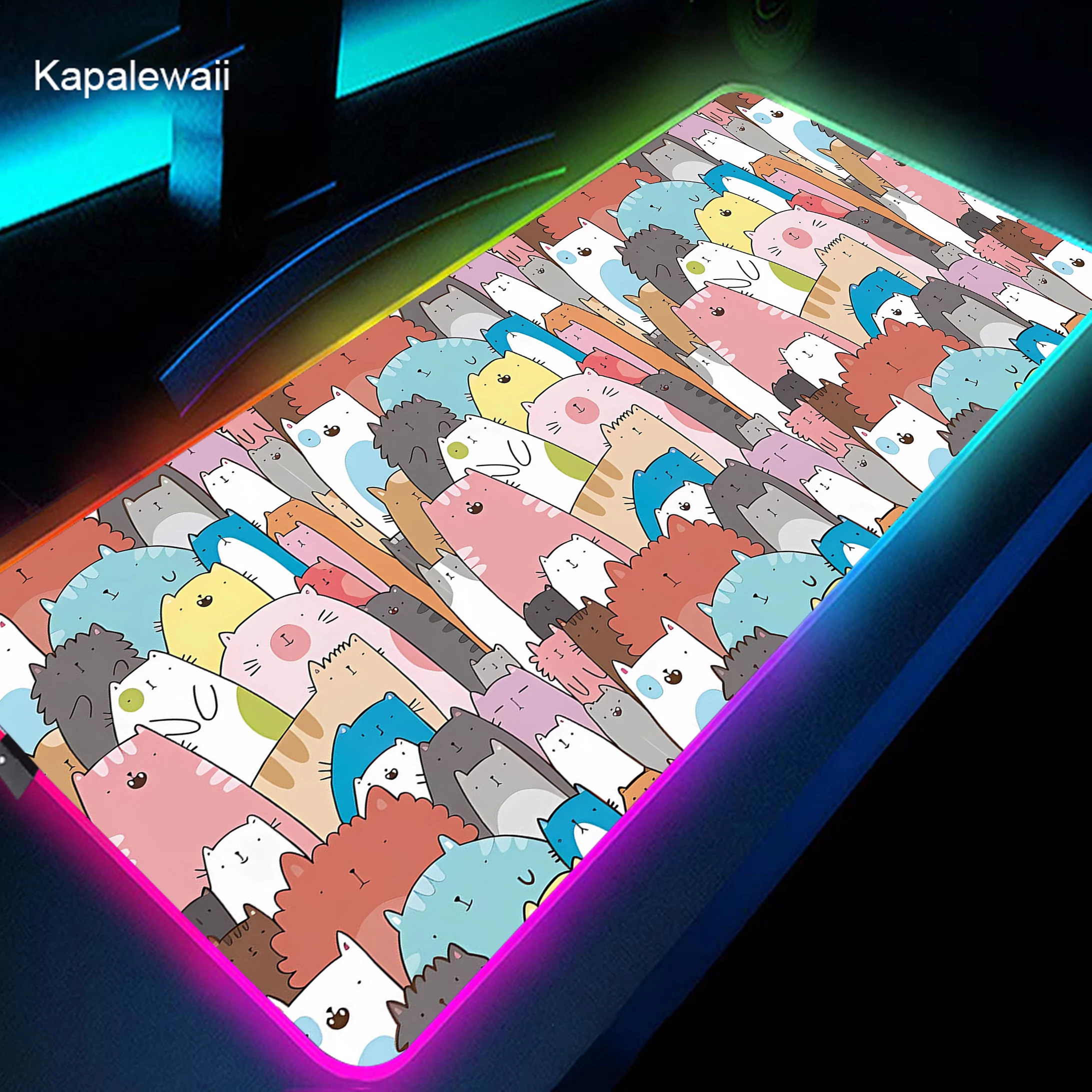 

Игровой коврик для мыши в виде кошки, большой RGB коврик для мыши, Женский коврик для мыши, резиновый коврик для мыши для компьютерных игр, коврик для клавиатуры, коврик для ноутбука и настольного компьютера