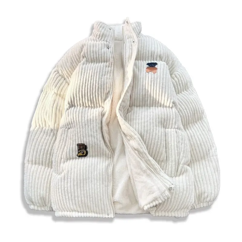 Winter CoatCorduroy Cotton Jacket Men and Women Embroidery Outerwear Oversize Padded and Thickened Tops New Loose Warm