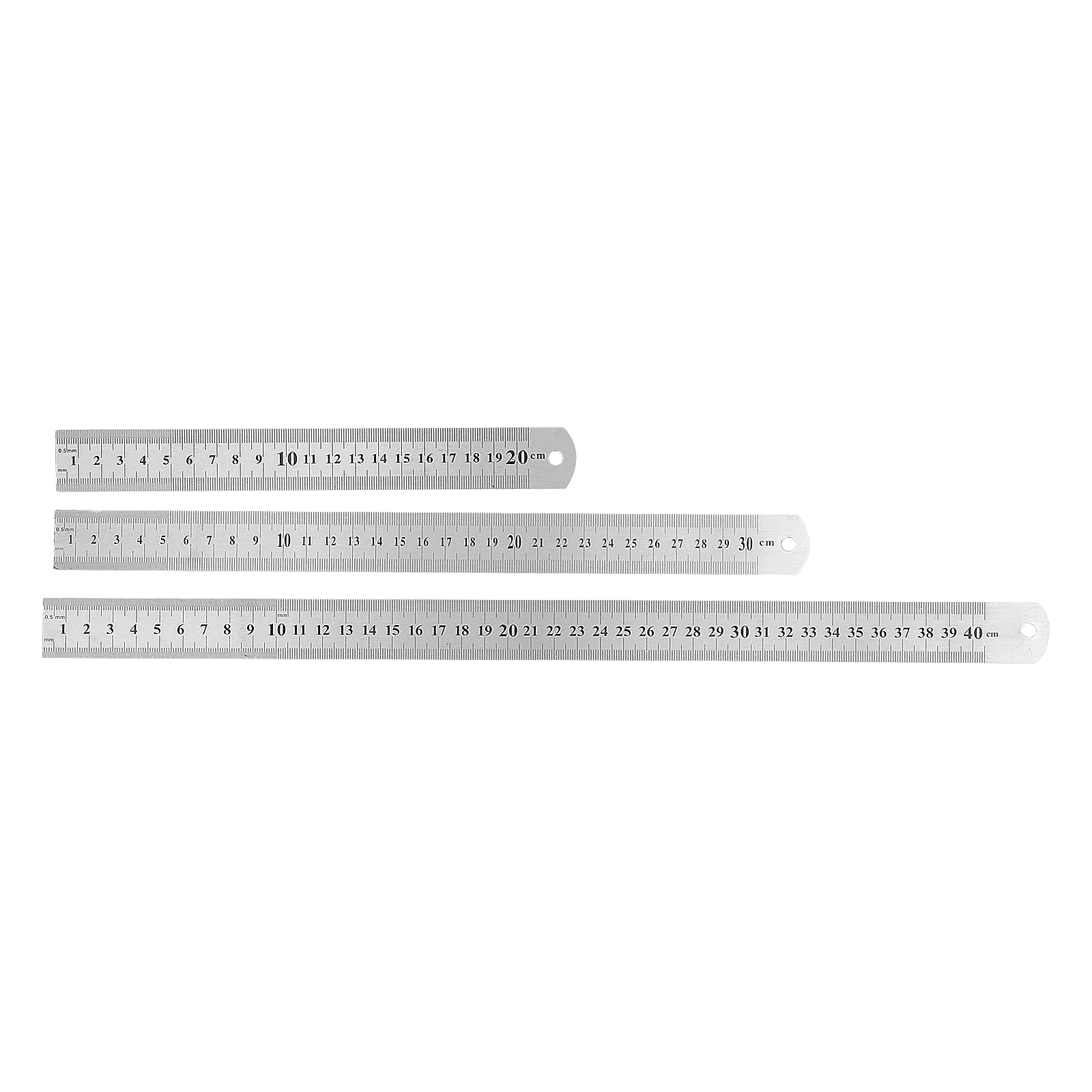

3Pcs Stainless Steel Metal Ruler Classic Rulers for School Engineering Office Drawing 20cm/ 30cm/ 40cm Square