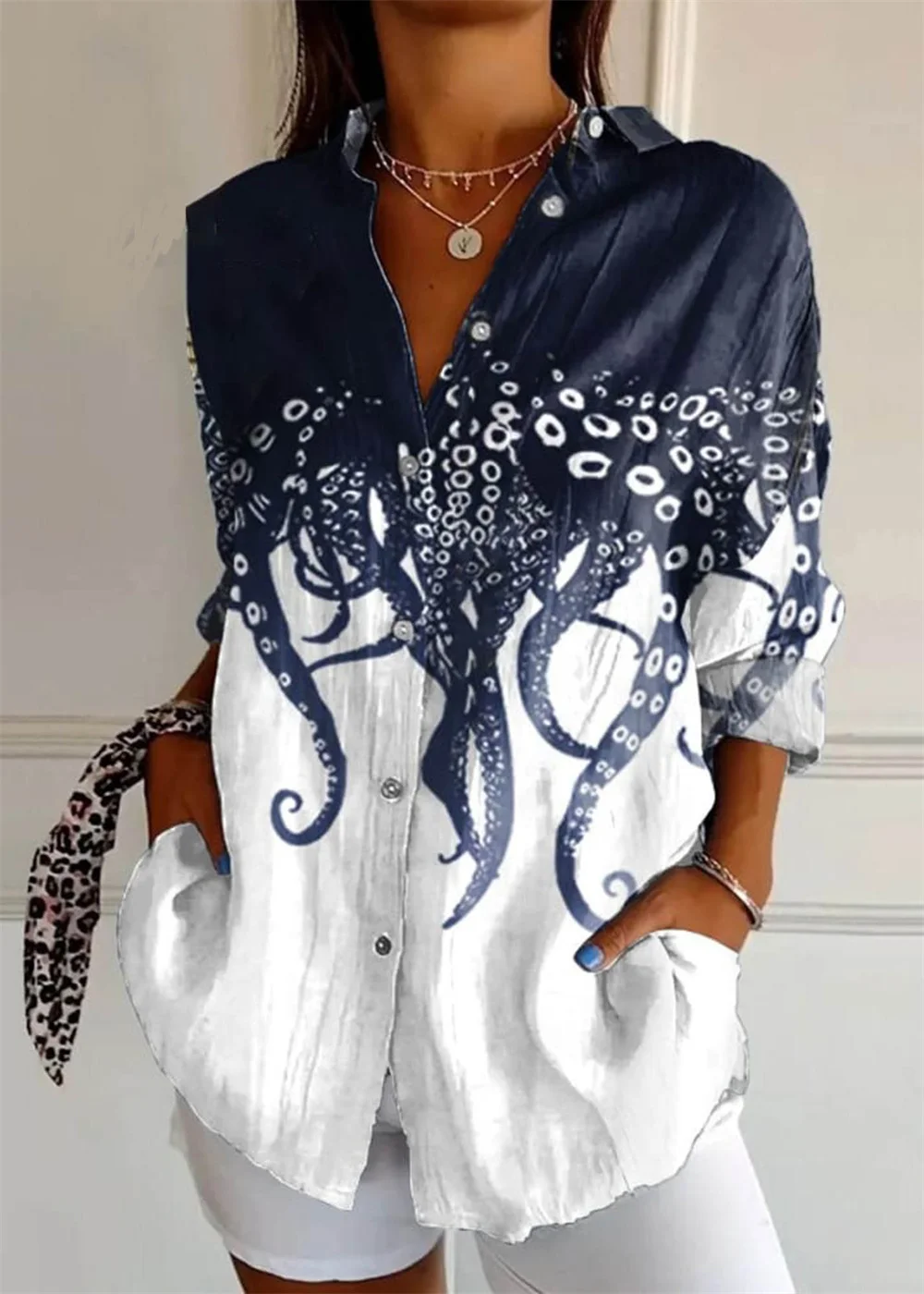 Новинка 2024 женские рубашки летняя Европейская и американская мода Лидер продаж с