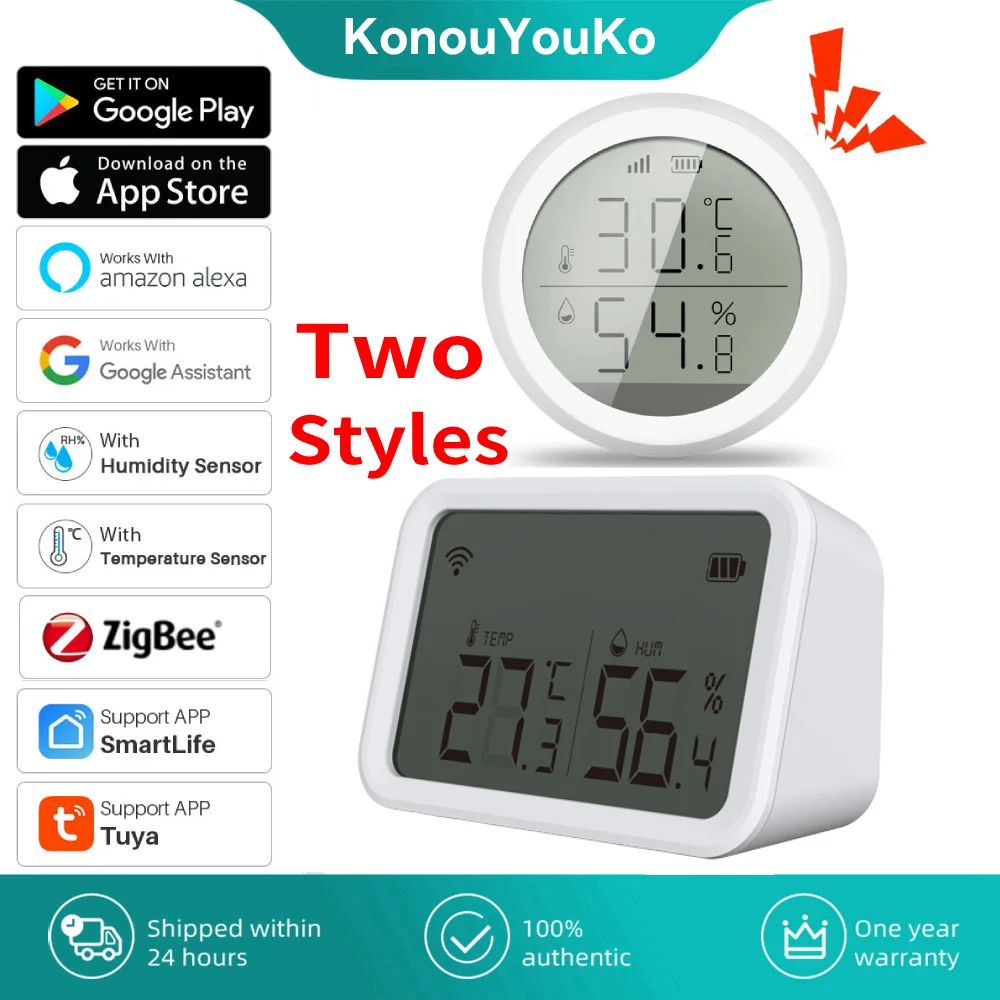 

Tuya Smart Life LCD Screen Zigbee Temperature Sensor Indoor Humidity Sensor Hygrometer Thermometer for Alexa Google Smart Home