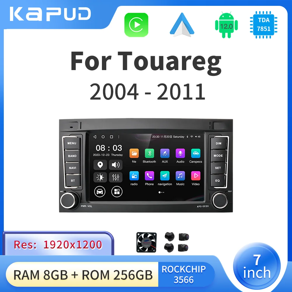 Автомагнитола Kapud 7 дюймов Android 12 мультимедийная камера 360 для VW/Volkswagen/Touareg/Transporter T5