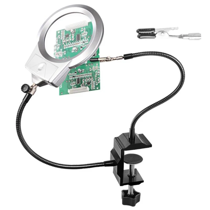 

Увеличительное стекло, лампа для ремонта печатной платы, вспомогательный инструмент для сварки, станция для сварки с двумя захватами