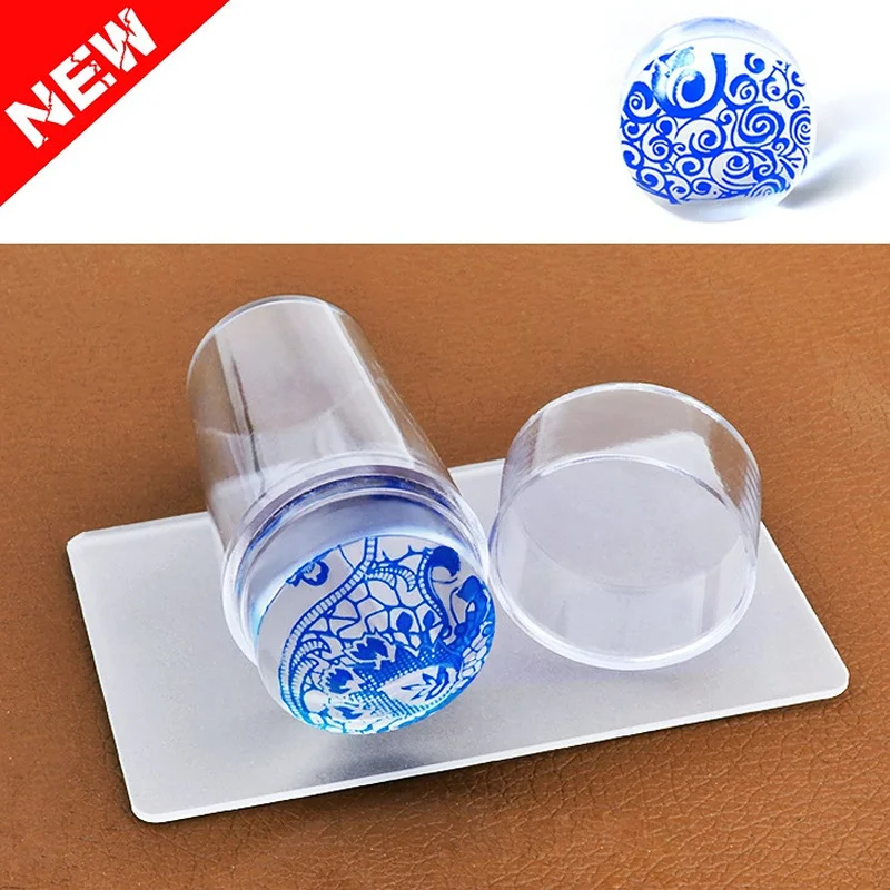 

Silicone Transparent Nail Art Stamping Kit DIY French For Manicure Plate Stamp Polish Stencil Template Seal Stamper Scraper