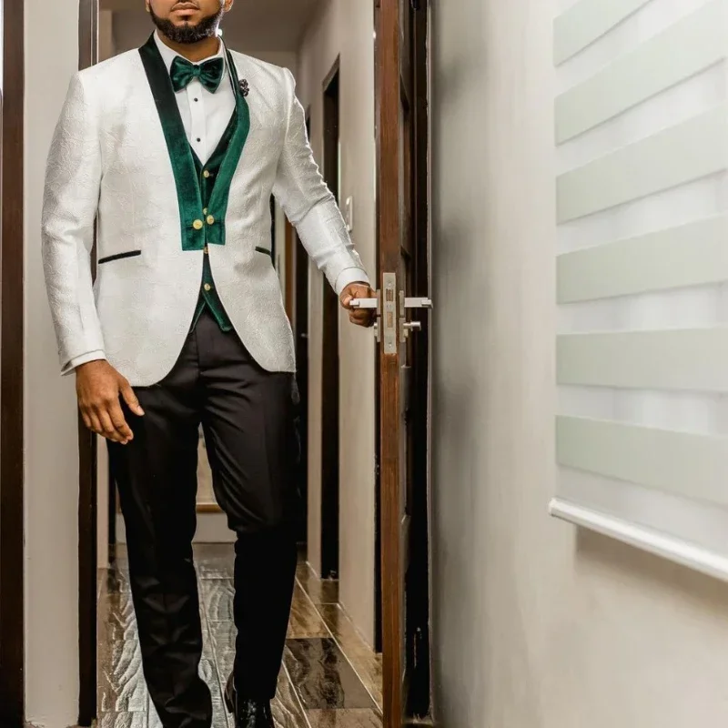 Свадебный костюм для мужчин комплект из 3-х предметов приталенный цветочный