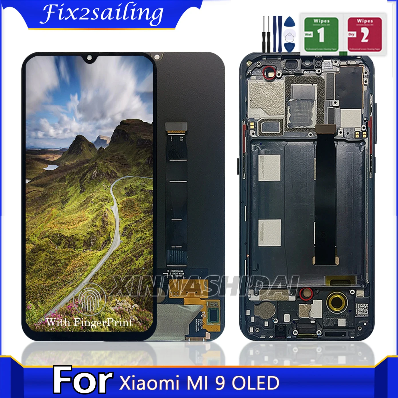 Фото OLED для Xiaomi Mi 9, ЖК-дисплей, рамка сенсорного экрана, аккумуляторная крышка, корпус для Xiaomi Mi9 M1902F1G, запасные части для экрана №1