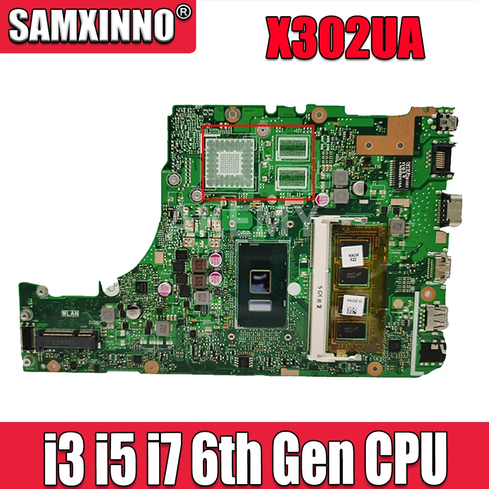 

X302UA_UJ материнская плата для ноутбука ASUS X302UA X302UJ X302UV, оригинальная материнская плата на борту 4GB-RAM i3 i5 i7 6-го поколения ЦП GM