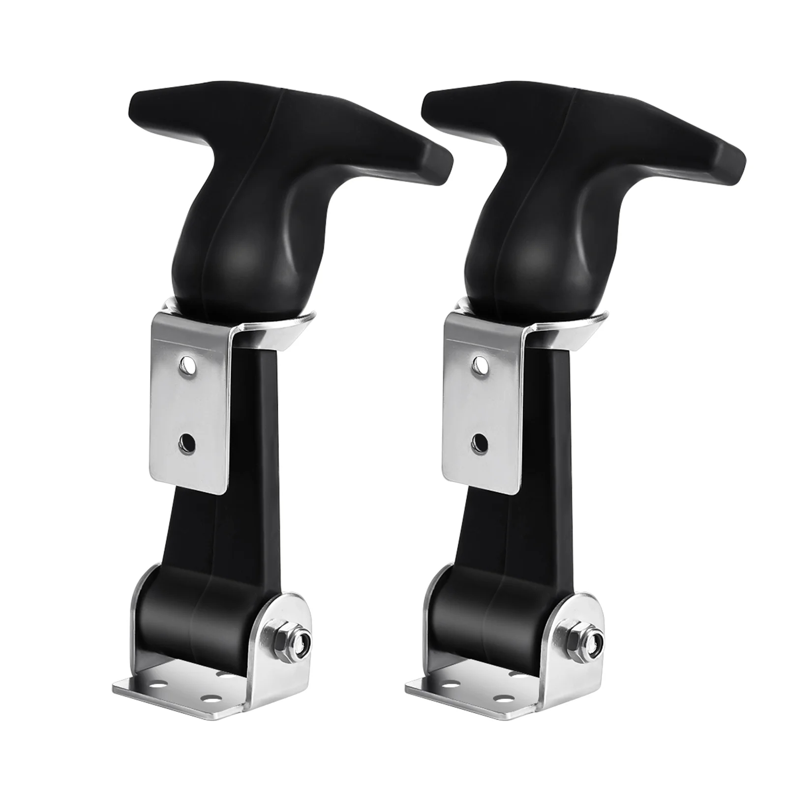 UEETEK 2pcs Stainless Steel Rubber Hood Catch Flexible T-Handle Hasp Draw Latches with Brackets for Tool Box Veh