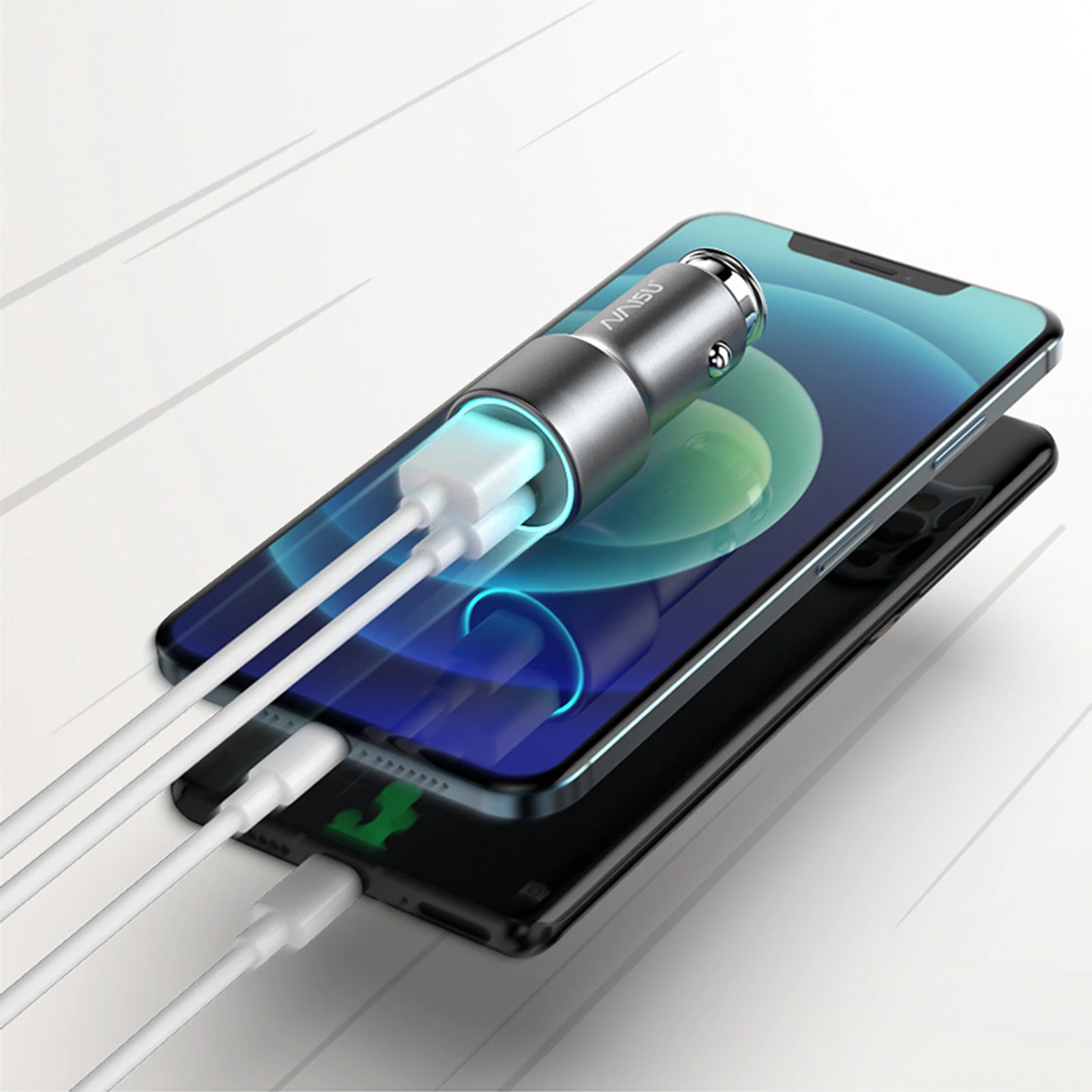 

USB C автомобильное зарядное устройство для телефона, супер мини металлическое быстрое зарядное устройство, адаптер, защита от перезарядки QC ...