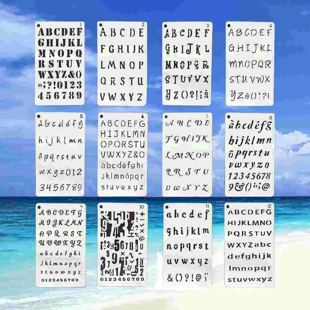 

Stencils Template Alphabet Scrapbook Painting Letter Drawing Molds Cake Number Planner Metal Diary Scrapbooking Die Hollow Sheet