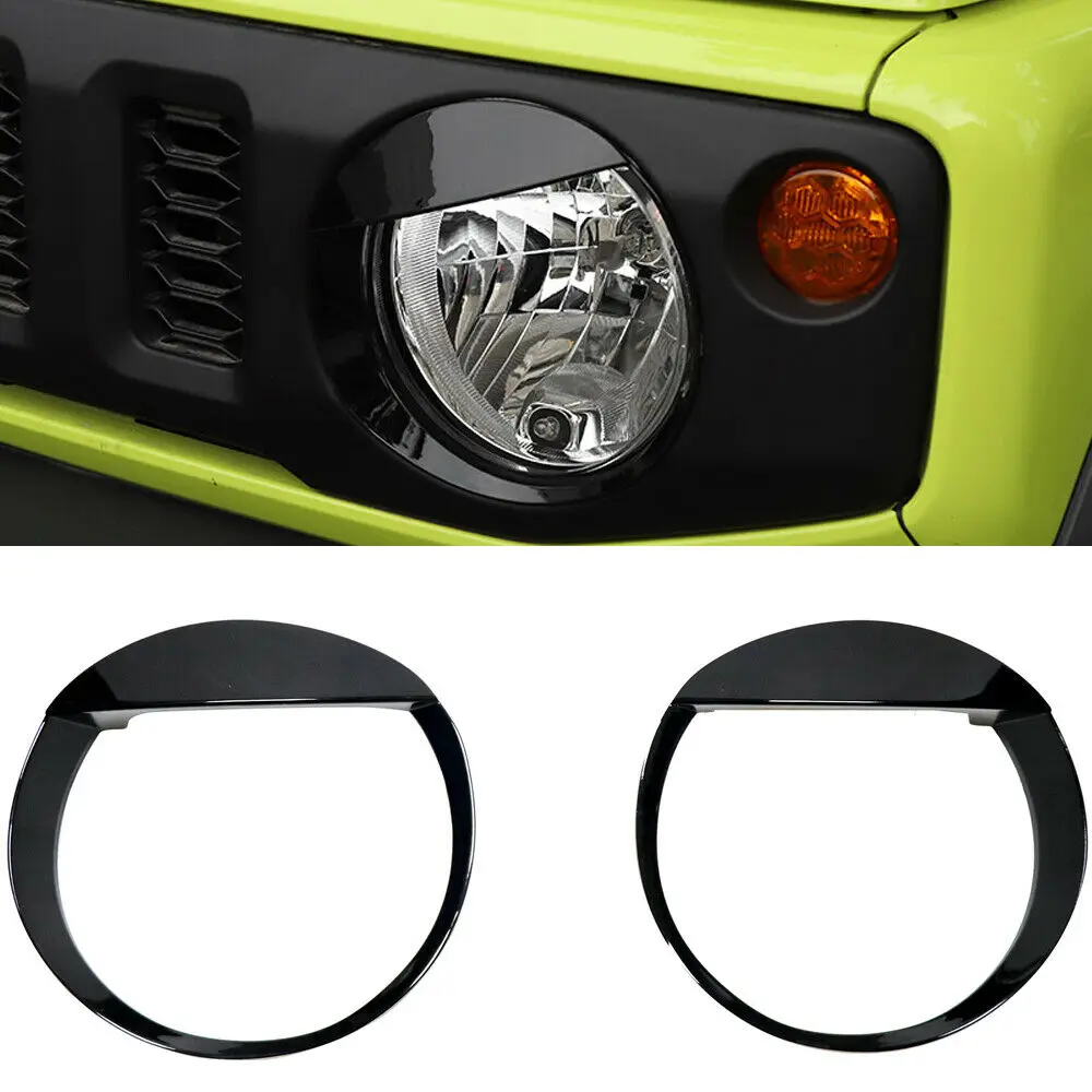 

Black Exterior Front Head Light Lamp Cover Trim 2pcs for Suzuki Jimny 2019-2021
