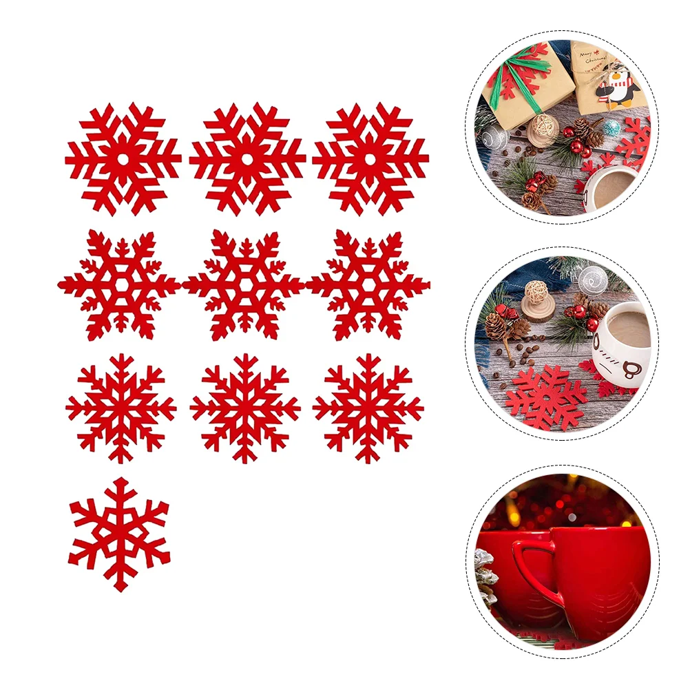

Coasters Christmas Snowflake Cup Coaster Mat Felt Tabletree Holidayornament Gift Decoration Drink Coffee Drinks Nondecorations