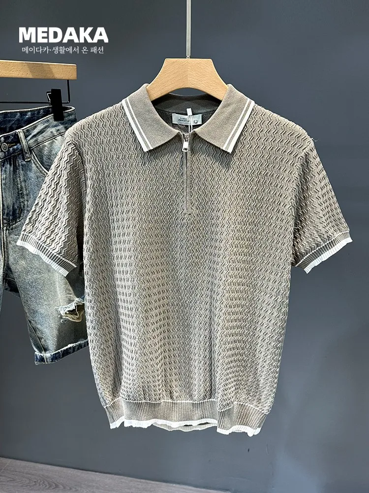 Летняя элитная повседневная красивая рубашка-поло с короткими рукавами мужская