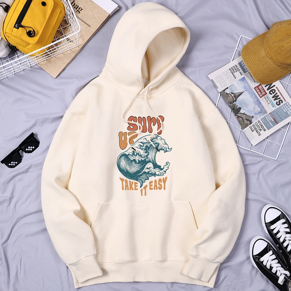 

Мужская толстовка с капюшоном Surf Up Take It Easy Print, качественные модные толстовки, удобная уличная толстовка, универсальная мужская одежда оверс...