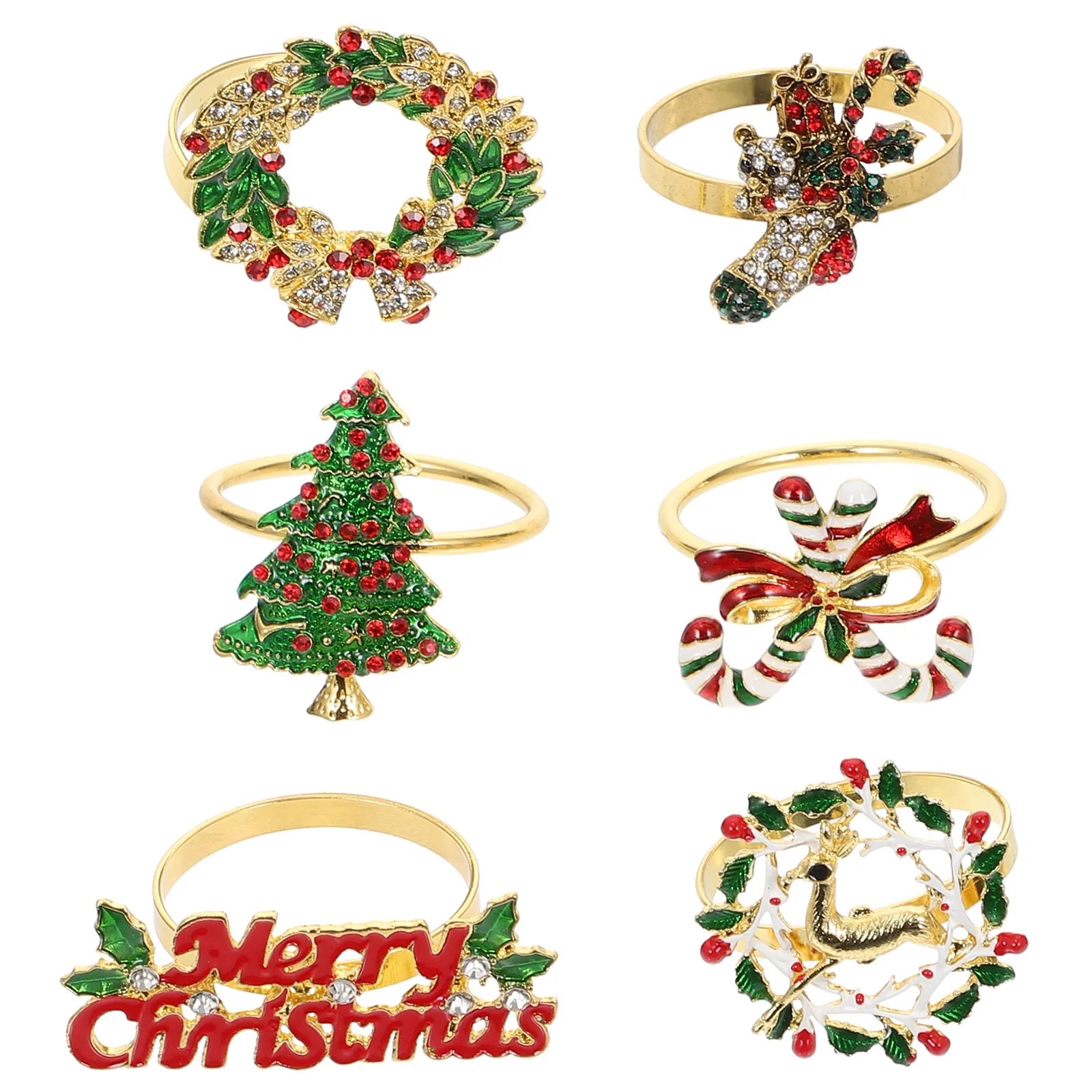 

Napkin Rings Christmas Ring Holder Table Holders Decor Set Leaf Metalbuckle Serviette Dinner Napkins Winter Tables Window