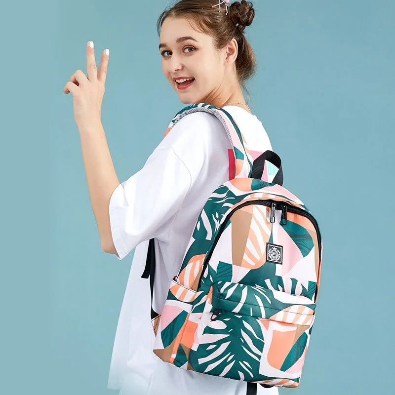 New fashion trend Printed backpack women's schoolbag ins Korean travel daypack back pack college school student book bag satchel