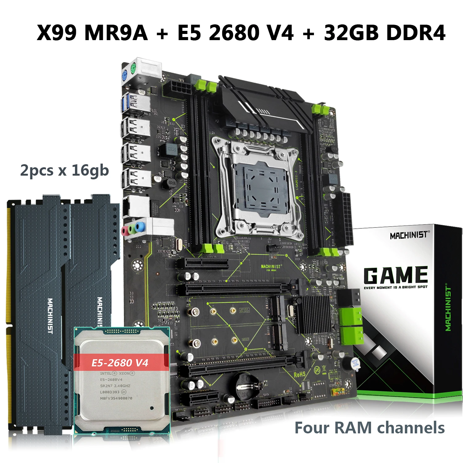 

Machinist x99 комплект материнской платы с LGA 2011-3 Xeon E5 2680 V4 процессором и DDR4 RAM ATX X99 MR9A