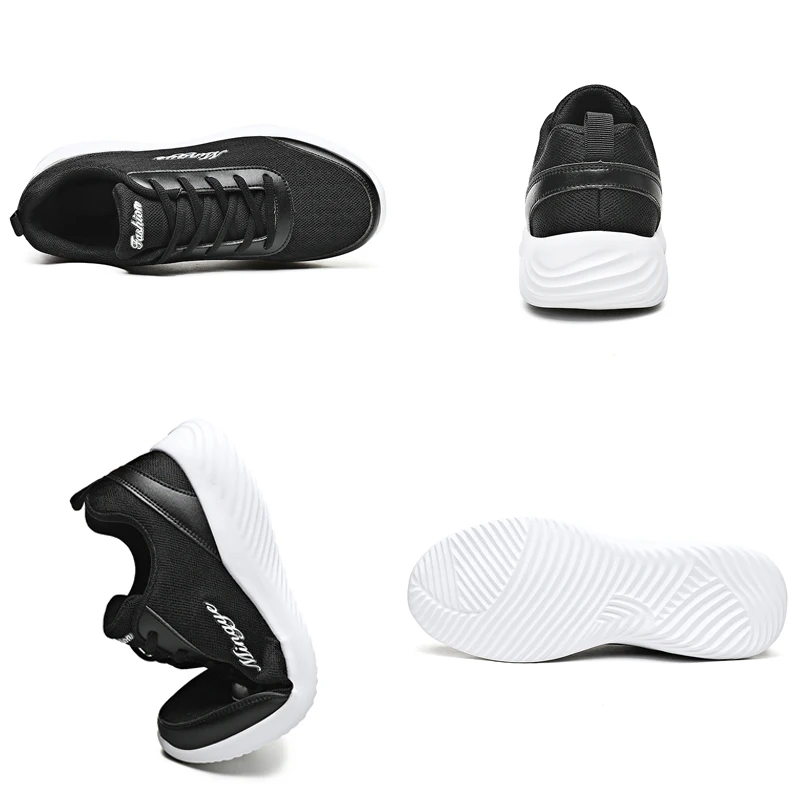 New Fashion Casual 2022 Men's Running Shoes Breathable Leather Comfortable Sneakers Men Outdoor Light Walking Men's Shoes Black