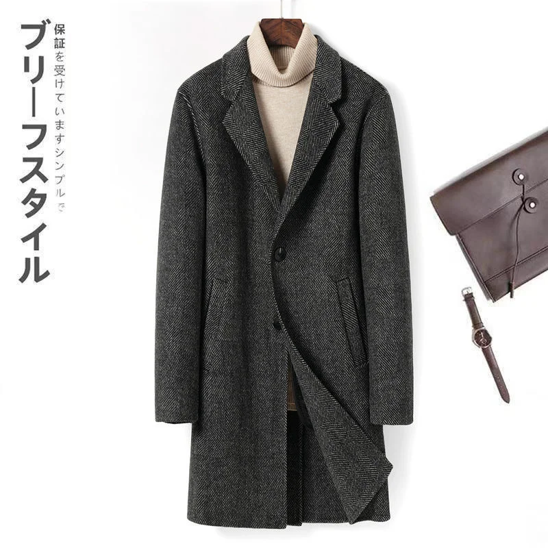 

Новое двухстороннее шерстяное пальто, высококачественный деловой Повседневный модный мужской костюм 2023 в Корейском стиле